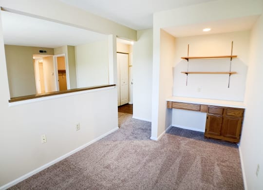 Living room with kitchen at Deercross Apartments, Cincinnati