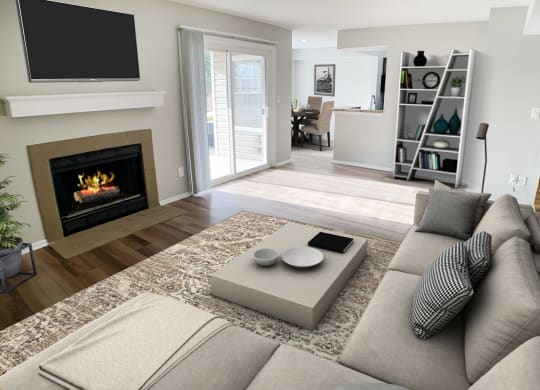 Fireplace at Steeplechase Apartments, Loveland