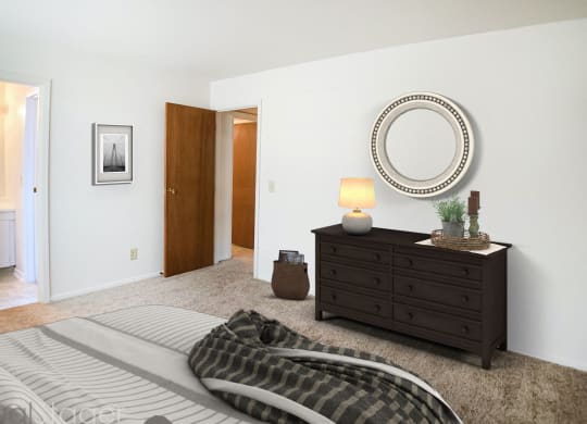 Bedroom With Bathroom at Four Worlds Apartments, Cincinnati