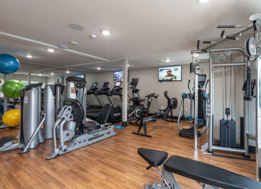 Apartment for rent in Los Angeles with fitness center and weights