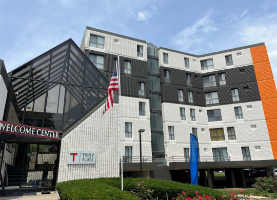 The exterior of Troy Place Apartments, Troy, Michigan