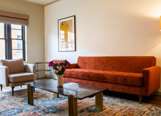 Decorated Living Room With Natural Light at The James Hollywood, Los Angeles, CA 90028