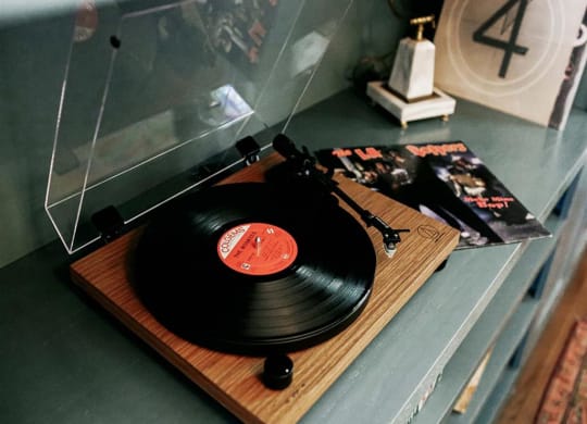 Record Player at The James – Furnished Apartments, Los Angeles, California