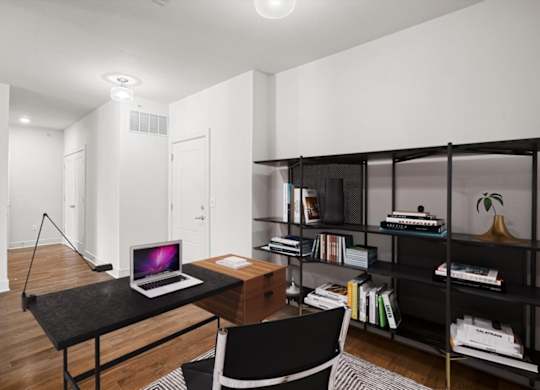 A private study / work room at The Mirabelle Luxury Apartments in Kansas City, MO.