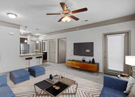 apartment living room at Stonepost Crossing Apartments, Overland Park, KS, 66213