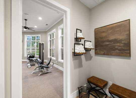 24-hour fitness center at Stonepost Lakeside Apartment Homes, Olathe