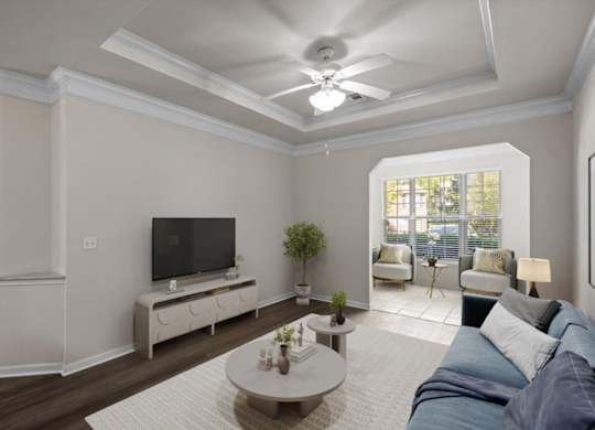 Living room at Wynnewood Farms Apartments, Overland Park