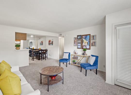our apartments offer a living room at Pebblebrook, Overland Park, Kansas
