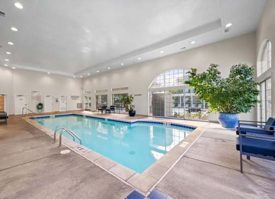 A large indoor swimming pool at The Claremont Apartment Homes, Overland Park, KS 66210