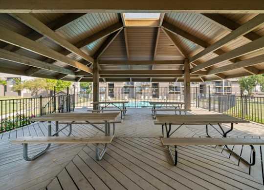 Picnic tables at Bremerton Park Apartment Homes , Kansas, 66204