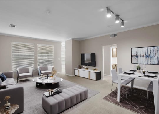 Living room at The Clairborne Apartment Homes, Grand Prairie, TX