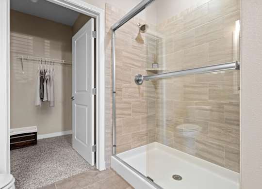 our apartments offer a bathroom with a shower at The Dorset, Kansas City, 64112