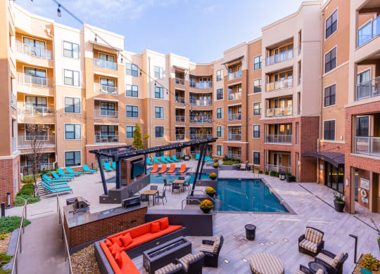 Poolside Sundeck With Relaxing Chairs at 46 Penn Apartments, Kansas City, Missouri