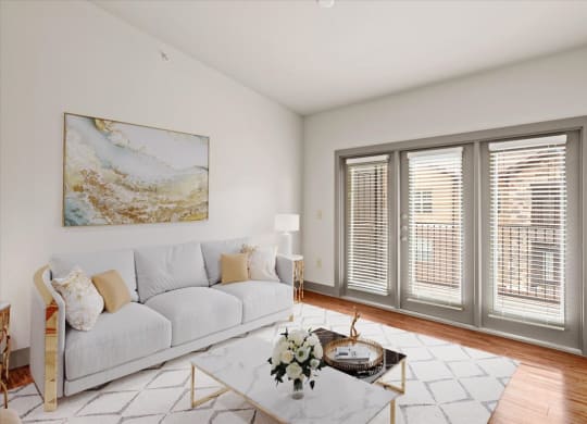 a living room with a couch and a coffee table