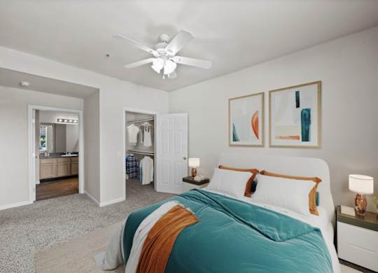 Bedroom With Closet at Crowne Chase Apartment Homes, Overland Park, KS