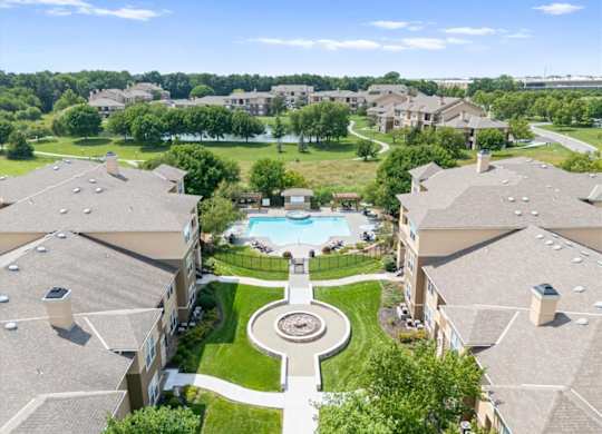 Drone Community View at Stonepost Lakeside Apartment Homes, Olathe, KS, 66062