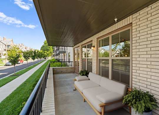balcony and couches at The Dorset, Kansas City, Missouri