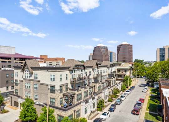 An aerial view of The Mirabelle Luxury Apartments in Kansas City, MO.