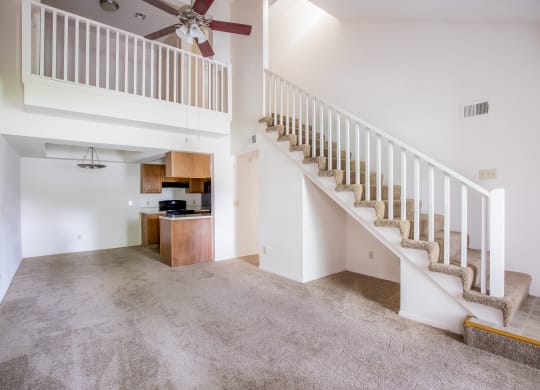 Living Area Staircase at Waterford Place Apartments & Townhomes, Overland Park, KS