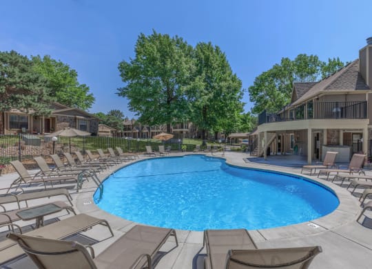 Relaxing Pool Area With Sundeck at Waterford Place Apartments & Townhomes, Overland Park, KS