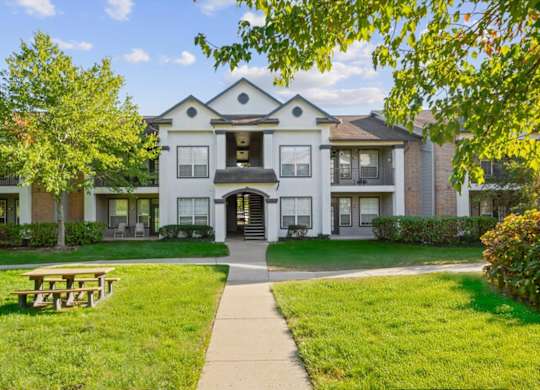 Green Lawn Walking Path at Crowne Chase Apartment Homes, Overland Park