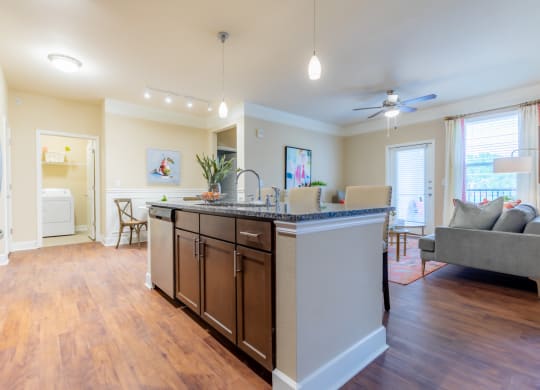 Kitchen And Living at The Residences at Bluhawk Apartments, Overland Park, KS, 66085