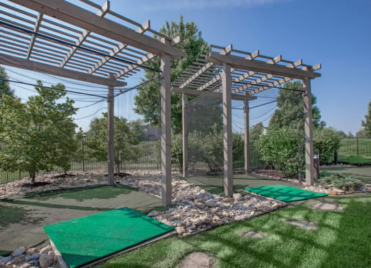 Two netted golf driving ranges at Stonepost Ranch in Overland Park, KS.