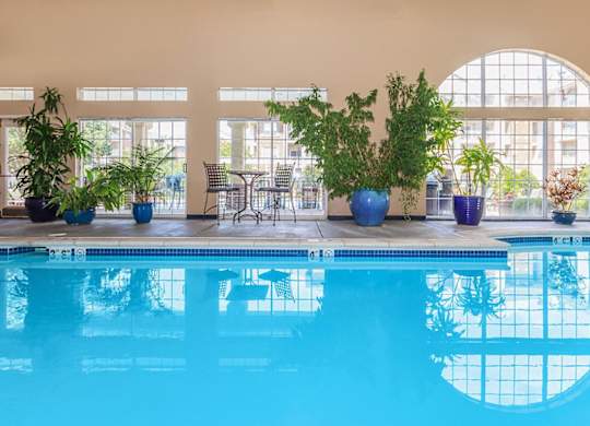 A large indoor pool at The Claremont Apartments in Overland Park, Kansas.