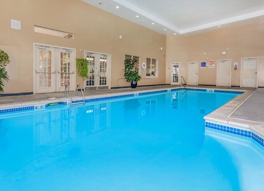 A large indoor swimming pool.