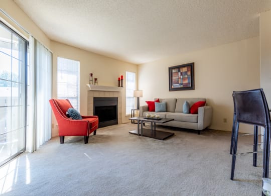Couch in living room at Coventry Oaks Apartments, Overland Park, KS