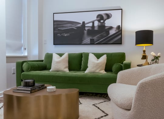 living room in b1 floorplan at Sky on Main in Missouri, 64105