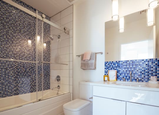 bathroom in b1 floorplan at Sky on Main in Kansas City, MO