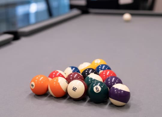 billiards/pool table in game room at Sky on Main in Kansas City