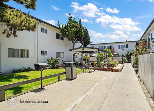 A sunny day at the beach front property management.