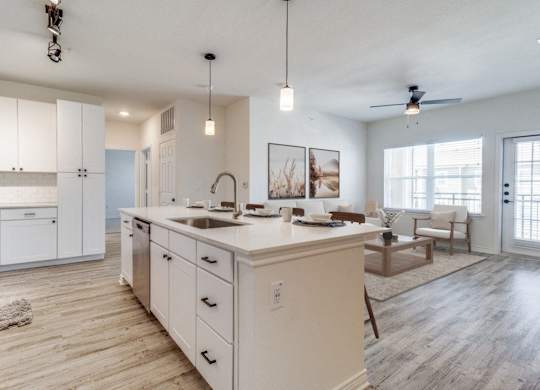 the preserve at ballantyne commons apartment kitchen and living room