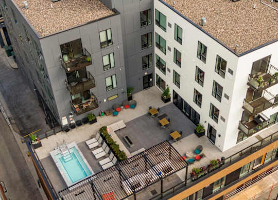 Aerial image of swimming pool deck