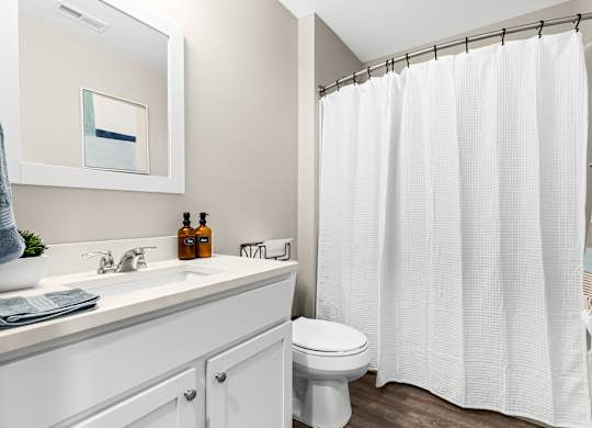 a bathroom with a shower and a sink and a toilet