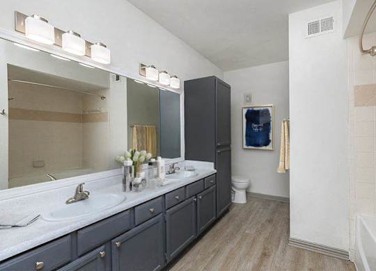 a large bathroom with a sink and a toilet