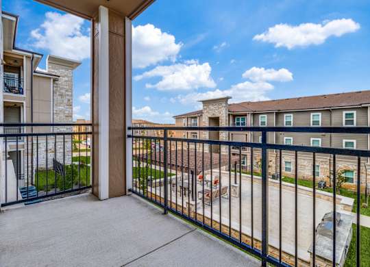 the outlook of the balcony atrium at the preserve at polk apartments