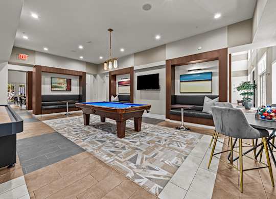 unleash the fun in our game room with a pool table
