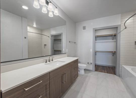 a bathroom with a sink and a toilet and a shower