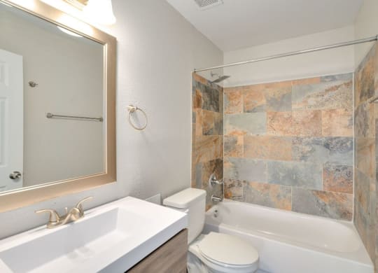a bathroom with a sink toilet and a shower
