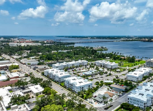 an aerial view of the city of fort lauderdale and the intracoastal water