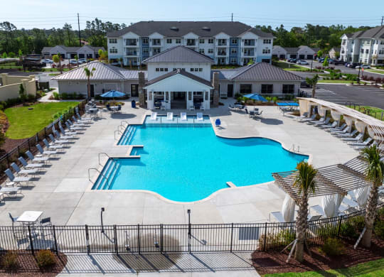 an aerial view of the pool at the resort at governors crossing