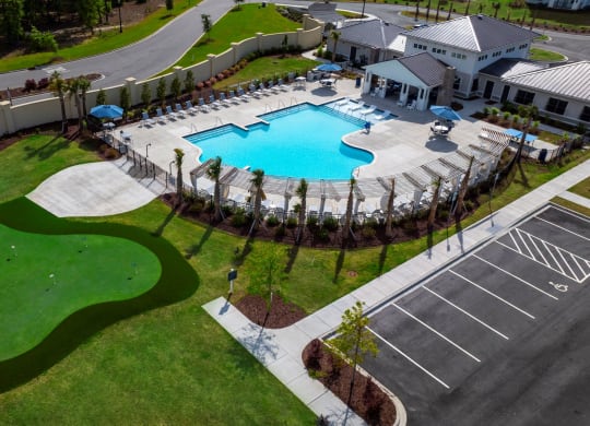 an aerial view of the pool at the resort at longboat key club