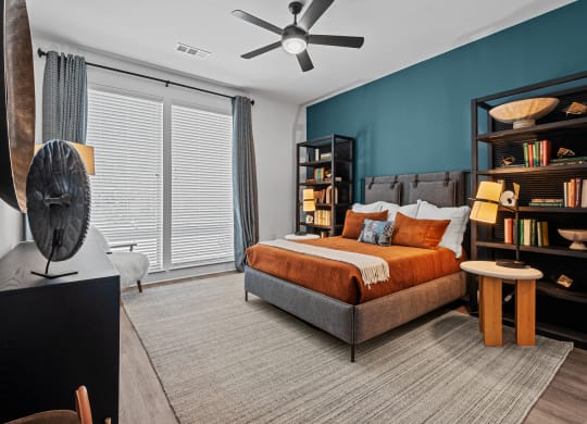 a bedroom with a bed