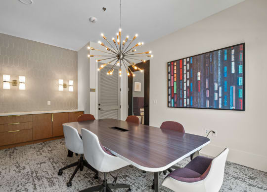 Conference room with a table and chairs