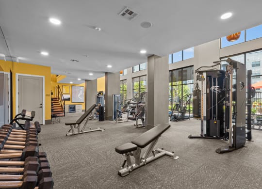 fitness center with free weights