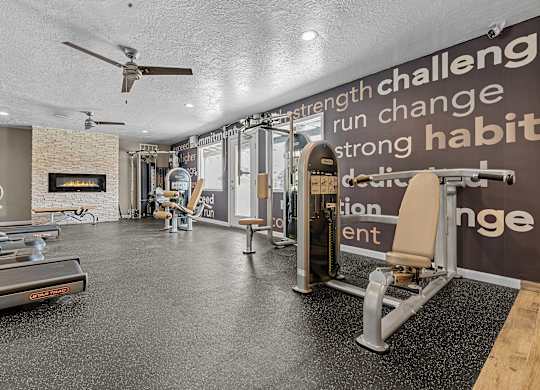 the gym at the flats at big tex apartments