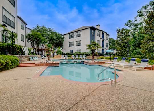 our apartments have a resort style pool with lounge chairs